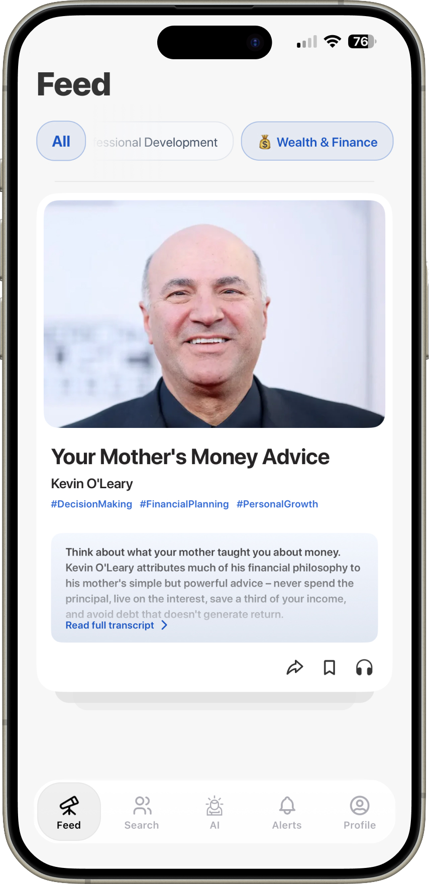 Get Mentors mobile feed preview